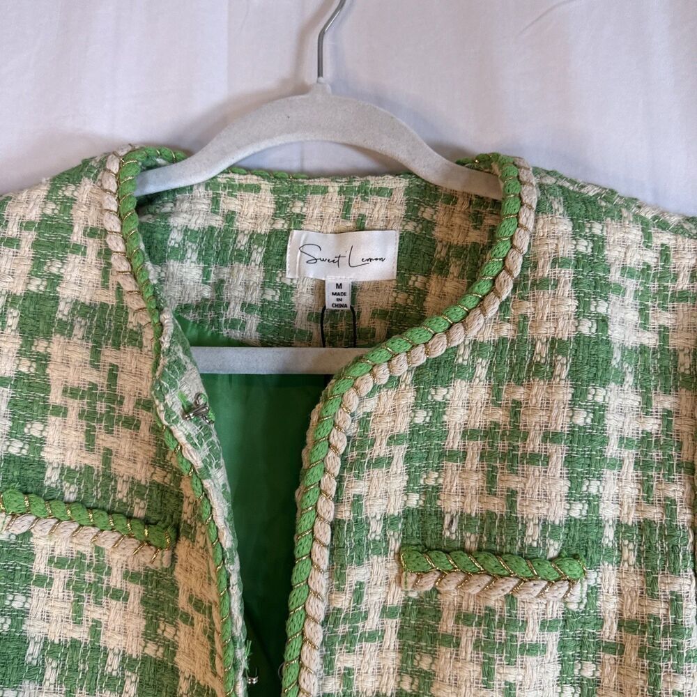 Sweet Lemon Green /Beige Jacket Short Set Size Medium NWT - Picture 11 of 16